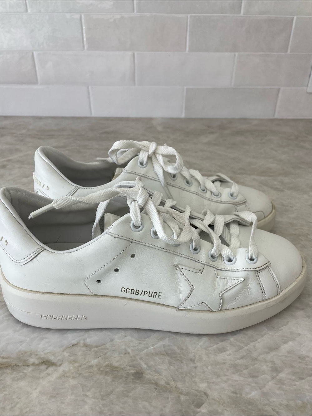 Golden Goose White Leather GGDB/PURE Star Low-Top Sneakers
